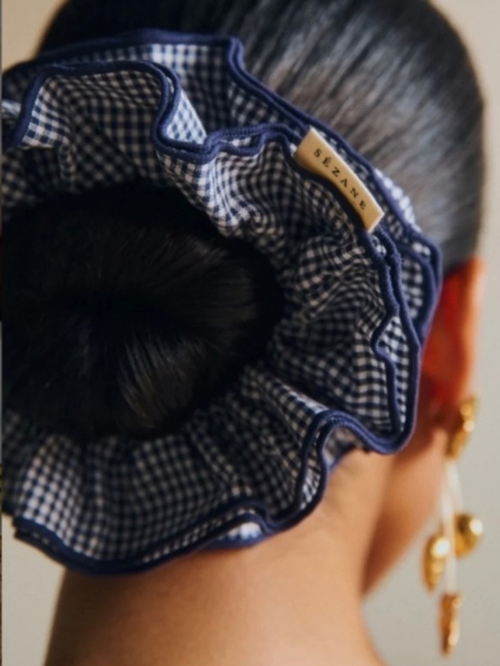 Sézane Gungham Checkered Scrunchie New NIB